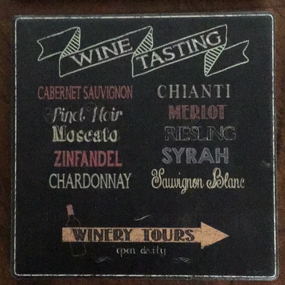 Food Network Stone Coasters Wine Chalk look - Picture 6 of 9